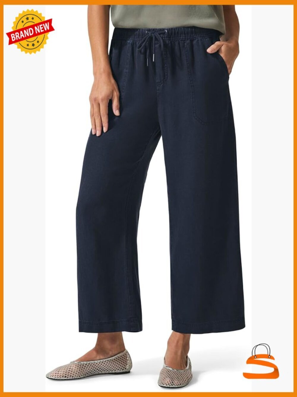 Wide Leg Crop Pant High Rise Drawstring Palazzo